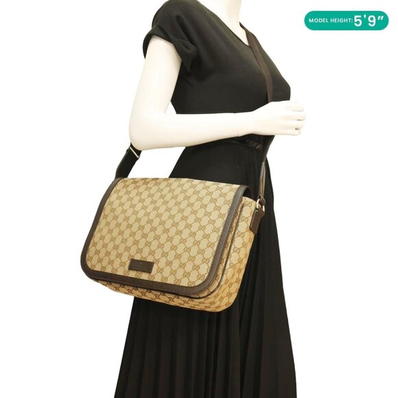 Gucci  GG Flap Large Monogram Canvas Messenger Bag Beige 449171 - Picture 2 of 16